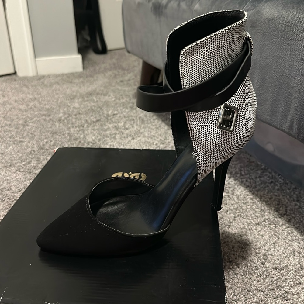 Black and white heels
